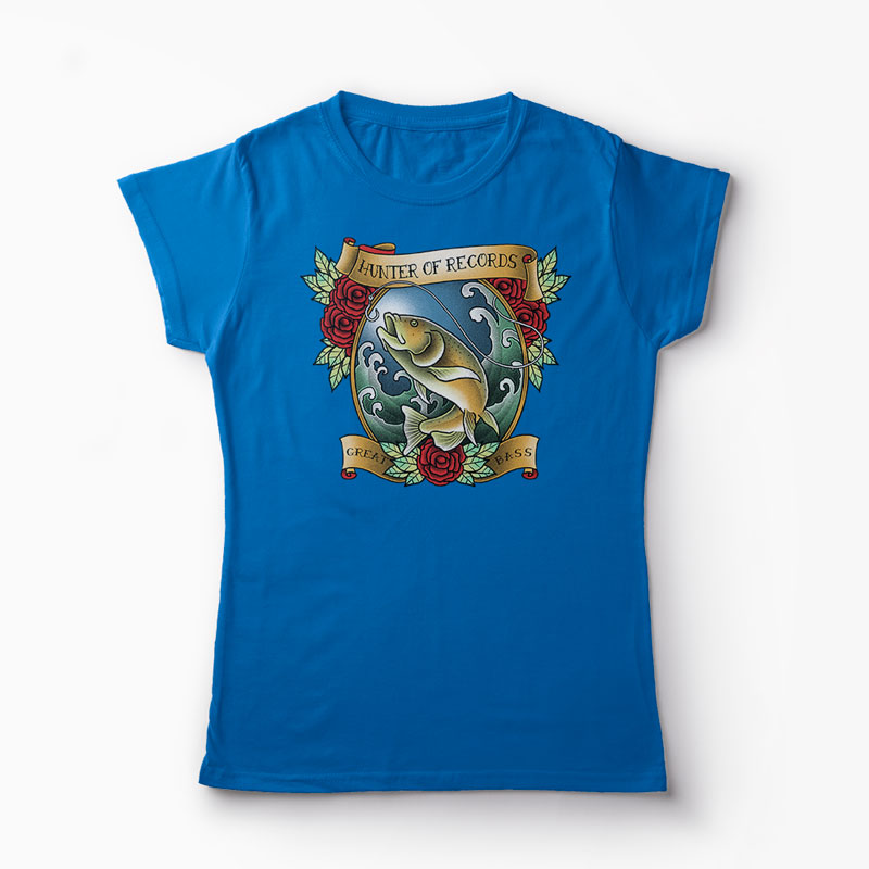 Tricou Pescuit - Vânător de Recorduri - Femei-Albastru Regal